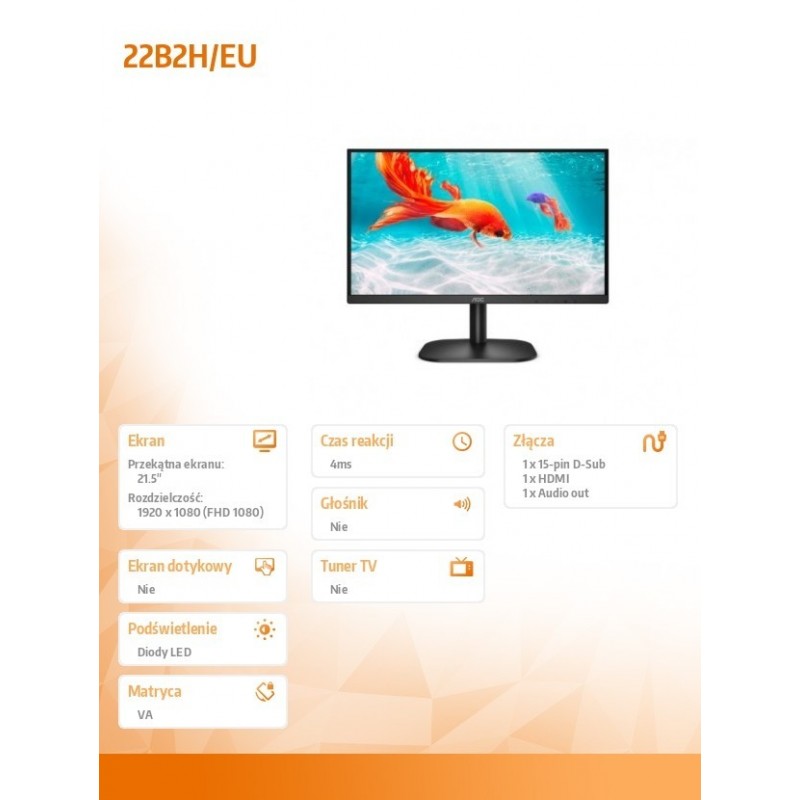 Monitor 22B2H/EU 21.5 cala VA HDMI Monitor 22B2H/EU 21.5 cala VA HDMI