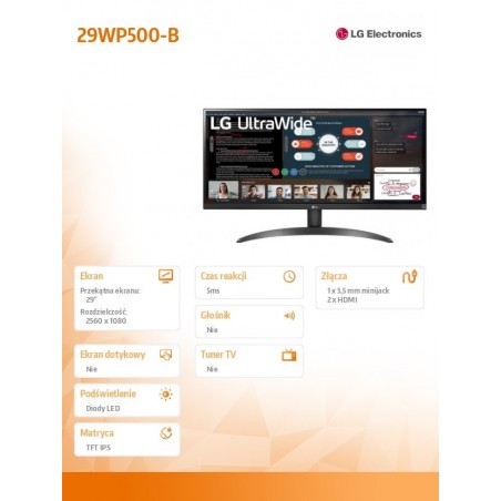 Monitor 29WP500-B 29 cali UltraWide FHD HDR Freesync Monitor 29WP500-B 29 cali UltraWide FHD HDR Freesync
