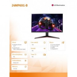 Monitor 24MP60G-B 23.8 cala IPS Full HD AMD FreeSync 1ms MBR Monitor 24MP60G-B 23.8 cala IPS Full HD AMD FreeSync 1ms MBR