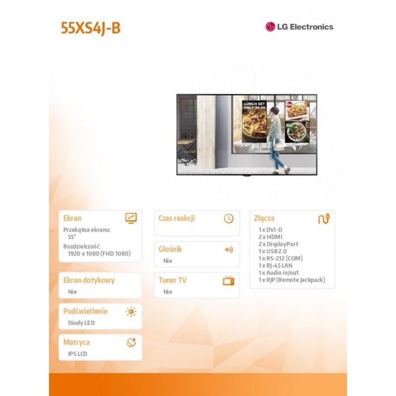 Monitor wielkoformatowy 55 cali 55XS4J 4000cd/m2 24/7 Monitor wielkoformatowy 55 cali 55XS4J 4000cd/m2 24/7