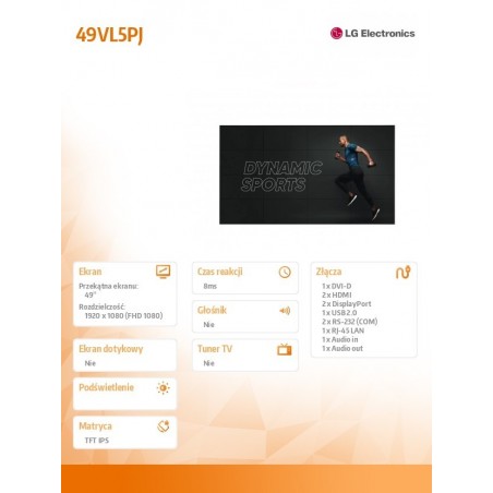 Monitor 49VL5PJ 49 cali FHD 24/7 500cd/m2 IPS Monitor 49VL5PJ 49 cali FHD 24/7 500cd/m2 IPS