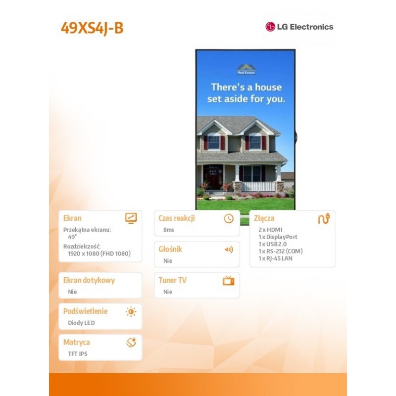 Monitor wielkoformatowy 49 cali 49XS4J-B FHD 4000cd/m2 24/7