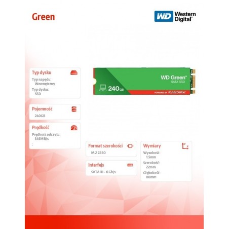 Dysk SSD Green 240GB SATA M.2 2280 WDS240G3G0B