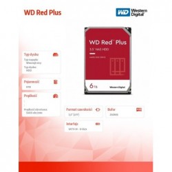 Dysk 3,5 cala WD Red Plus 6TB CMR 256MB/5400RPM