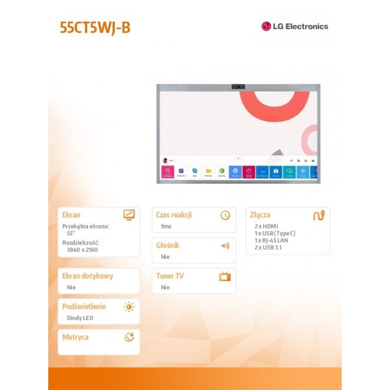 Monitor wielkoformatowy 55CT5WJ-B 55 cali One Quick Works Monitor wielkoformatowy 55CT5WJ-B 55 cali One Quick Works