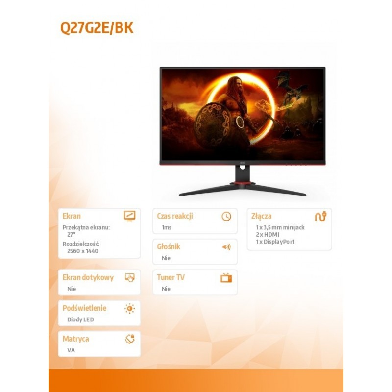 Monitor Q27G2E 27 cali VA 155 Hz HDMIx2 DP 