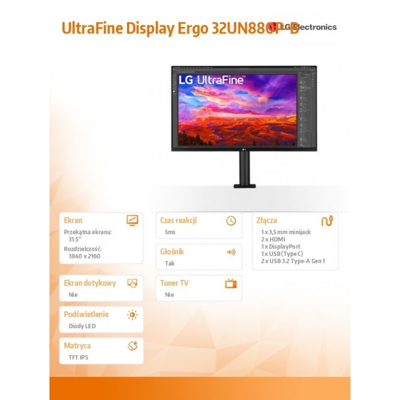 Monitor 32UN880P-B 31.5 cala 4K UHD HDR 10 FreeSync Monitor 32UN880P-B 31.5 cala 4K UHD HDR 10 FreeSync