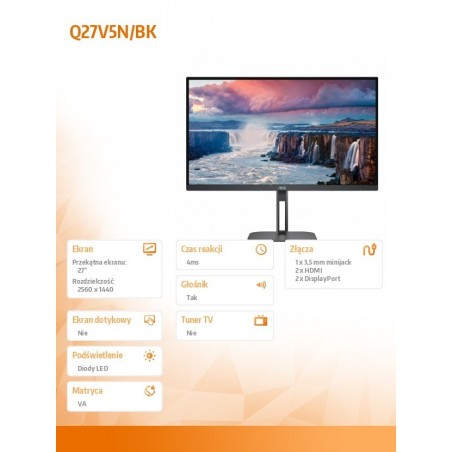 Monitor Q27V5N 27 cali VA HDMIx2 DPx2 Pivot 