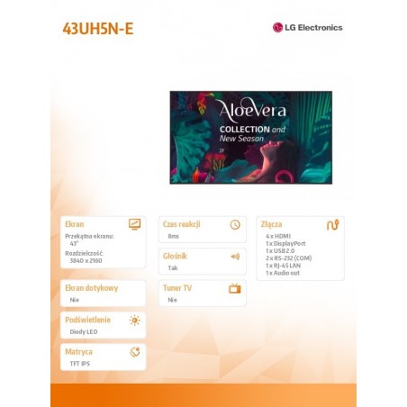 Monitor profesjonalny 43UH5N-E 500cd/m2 UHD 24/7 