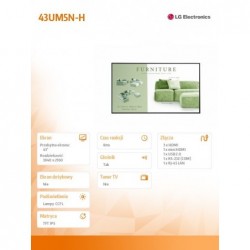 Monitor wielkoformatowy LG 43UM5N-H 500cd/m2 UHD 24/7 