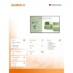 Monitor wielkoformatowy 65UM5N-H 500cd/m2 UHD 24/7 Monitor wielkoformatowy 65UM5N-H 500cd/m2 UHD 24/7