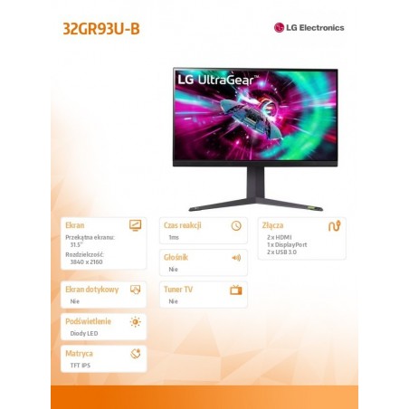 Monitor 32GR93U-B 32 cale UltraGear 4K UHD 