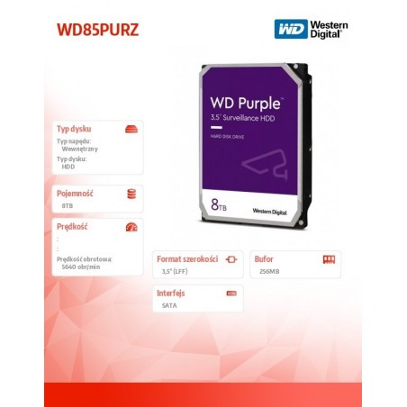 Dysk twardy Purple 8TB 3,5 cala WD85PURZ 