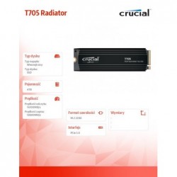 Dysk SSD T705 4TB M.2 NVMe 2280 PCIe 5.0 14100/12600 radiator Dysk SSD T705 4TB M.2 NVMe 2280 PCIe 5.0 14100/12600 radiator