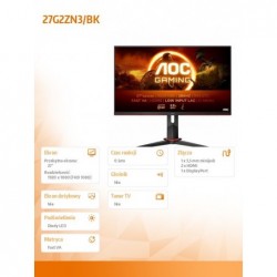 Monitor 27G2ZN3 27 cali Fast VA 280Hz HDMIx2 DP Pivot Monitor 27G2ZN3 27 cali Fast VA 280Hz HDMIx2 DP Pivot