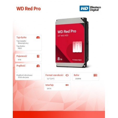 Dysk HDD Red Pro 8TB 3,5 SATA III WD8005FFBX 