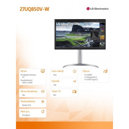 Monitor 27UQ850V-W 27 cali UHD