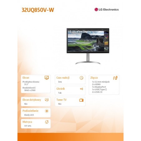 Monitor 31.5 cali 32UQ850V-W UHD
