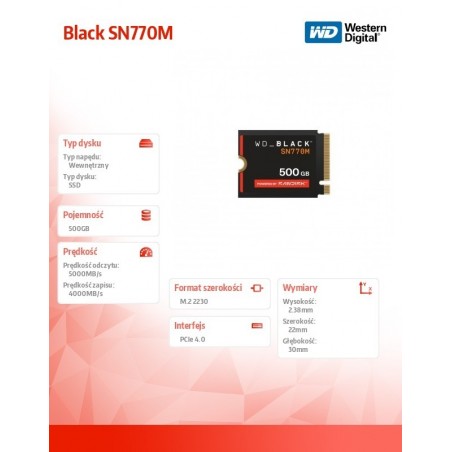 Dysk SSD Black 500GB SN770M M2 2230