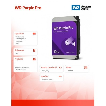 Dysk twardy Purple Pro 12TB 3,5 256MB SATAIII