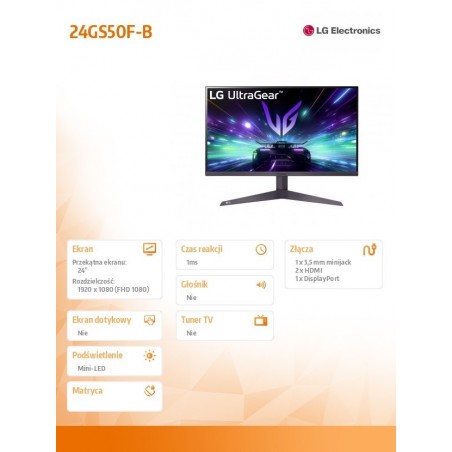 Monitor gamingowy 24GS50F-B 24' FHD UltraGear 180Hz