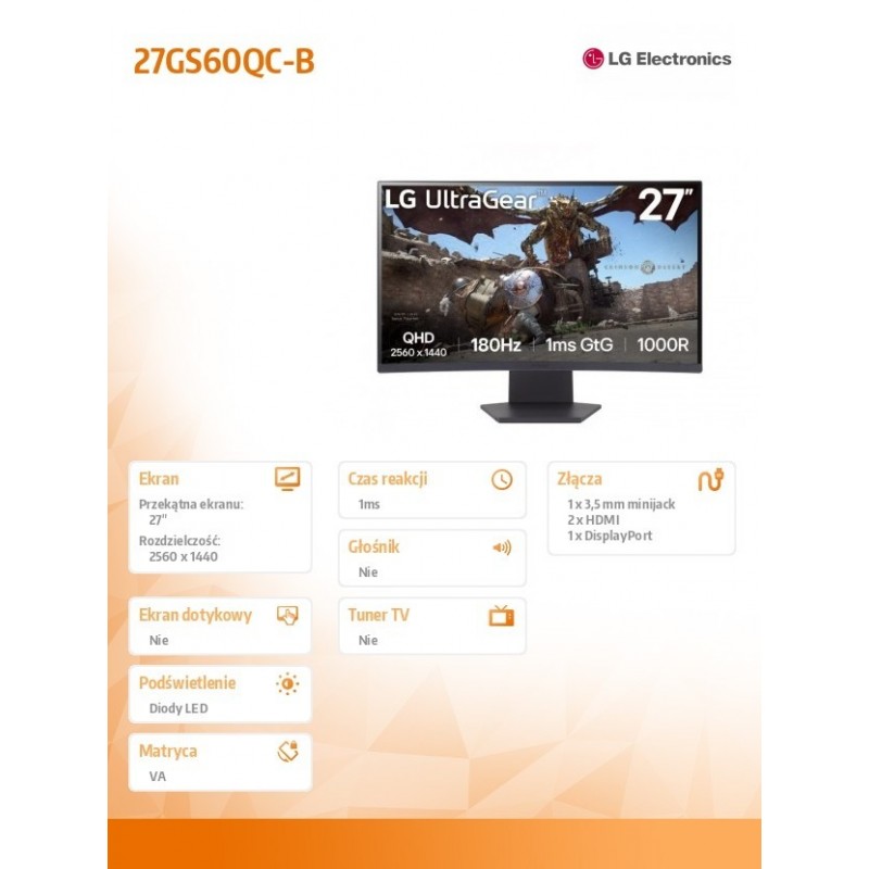 Monitor 27GS60QC-B 27 cali QHD UltraGear