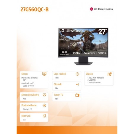 Monitor 27GS60QC-B 27 cali QHD UltraGear