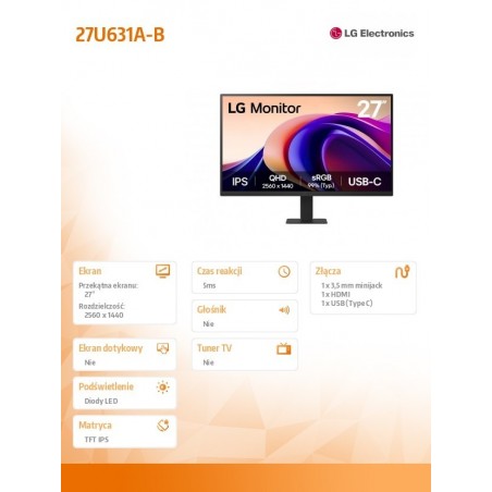 Monitor 27U631A-B QHD 100Hz IPS HDR10 27 cali