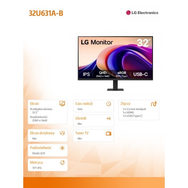 Monitor 31.5 cala 32U631A-B QHD 100Hz IPS HDR10 Monitor 31.5 cala 32U631A-B QHD 100Hz IPS HDR10