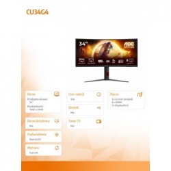Monitor CU34G4 34 cale 180Hz Curved VA HDMIx2 DP HAS 
