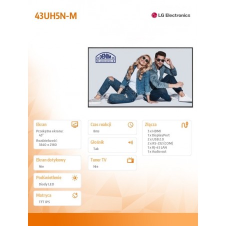 Monitor wielkoformatowy 43UH5N-M 500cd/m2 UHD 24/7 Monitor wielkoformatowy 43UH5N-M 500cd/m2 UHD 24/7