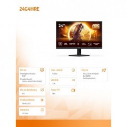 Monitor 24G4HRE 23.8 cala Fast IPS 200Hz HDMIx2 DP Głośniki 