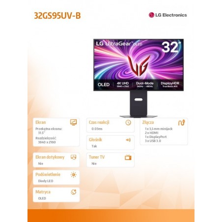 Monitor 32 cale 32GS95UV-B UHD UltraGear Monitor 32 cale 32GS95UV-B UHD UltraGear