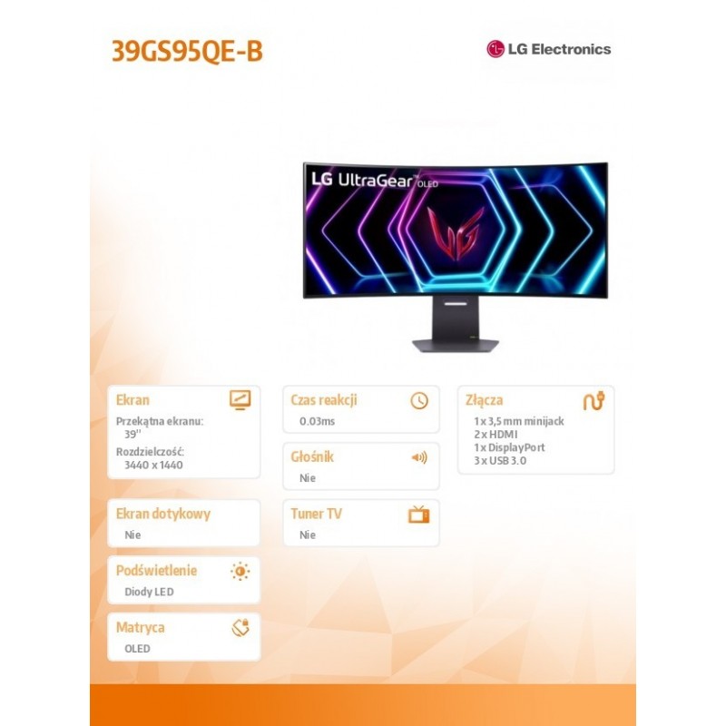 Monitor 39 cali 39GS95QE-B Monitor 39 cali 39GS95QE-B