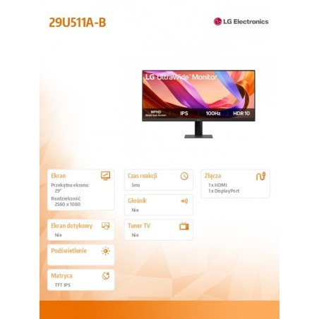 Monitor 29U511A-B 29 cali IPS UltraWide 21:9 WFHD Monitor 29U511A-B 29 cali IPS UltraWide 21:9 WFHD