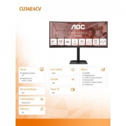 Monitor CU34E4CV 34 cale 120Hz Curved VA HDMIx2 DP RJ45 HAS Głośniki 