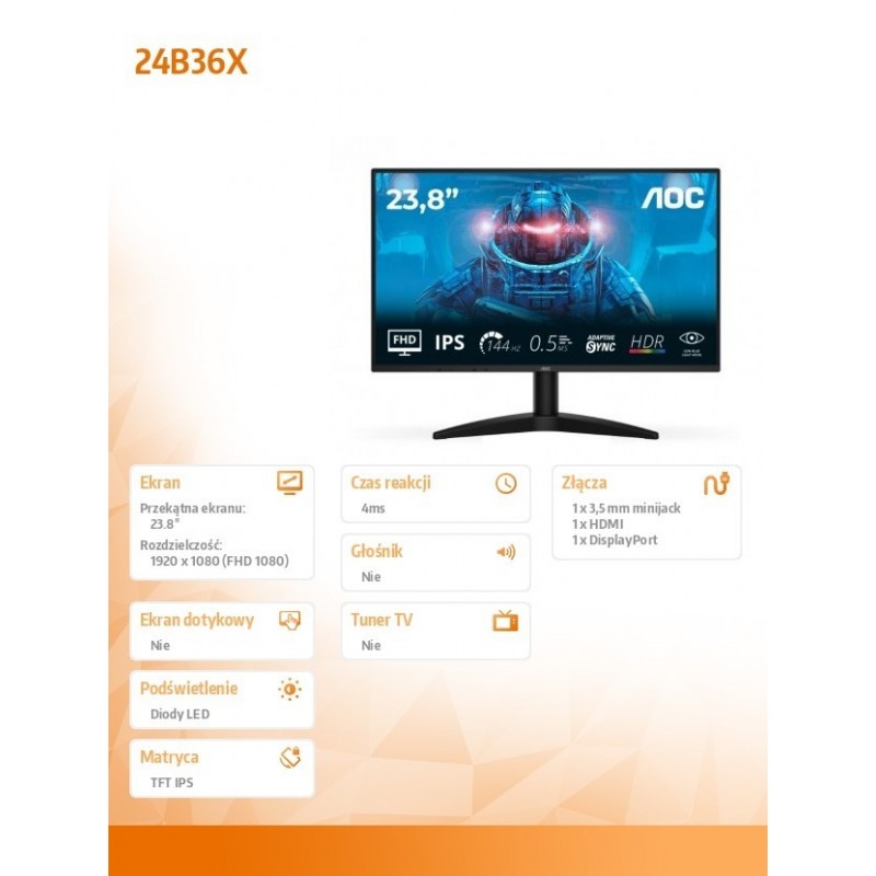 Monitor 24B36X 23.8 cala IPS 144Hz HDMI DP 