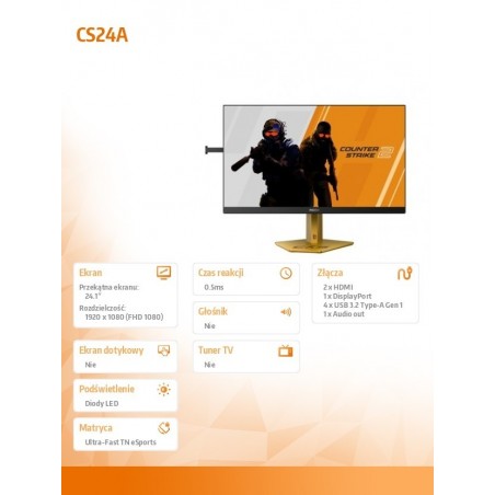 Monitor CS24A 24.1 cala 600Hz Ultra-Fast TN eSports Monitor CS24A 24.1 cala 600Hz Ultra-Fast TN eSports