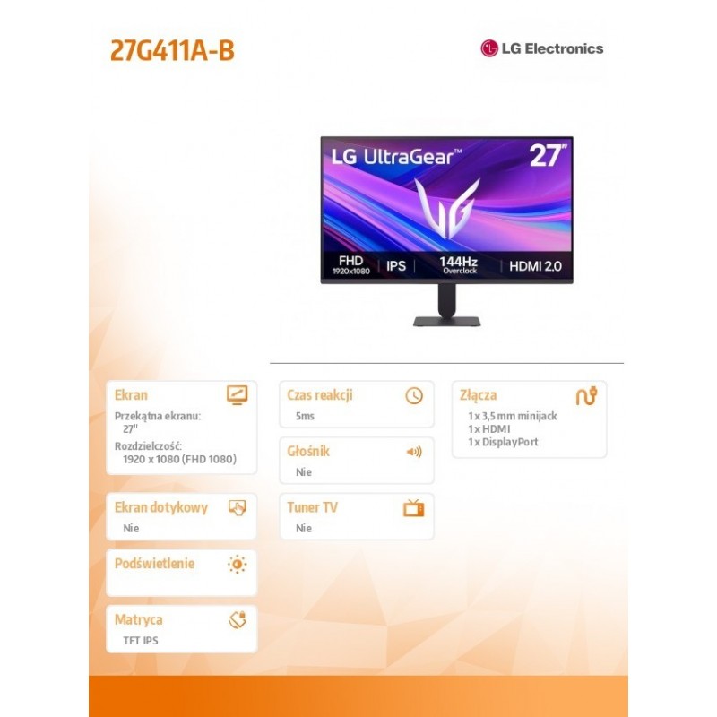 Monitor 27G411A-B 27 cali FHD UltraGear Monitor 27G411A-B 27 cali FHD UltraGear