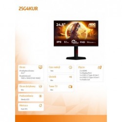 Monitor 25G4KUR 24.5 cala IPS 420Hz HDMIx2 DP Pivot 