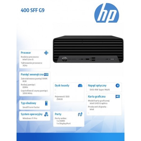 Komputer 400 SFF G9 i5-12500 256GB/8GB/DVD/W11P 6A830EA Komputer 400 SFF G9 i5-12500 256GB/8GB/DVD/W11P 6A830EA