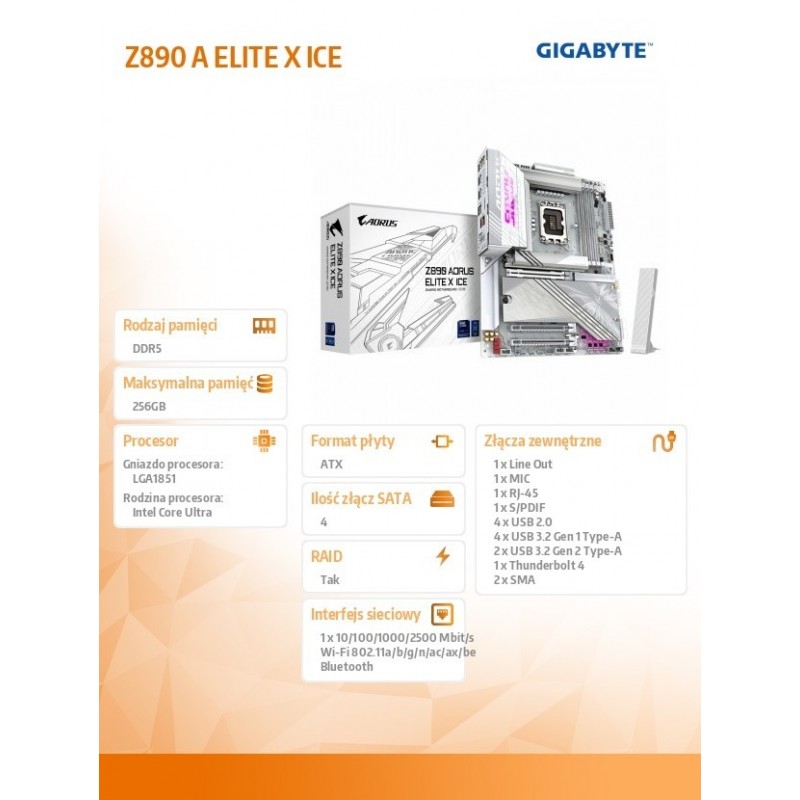 Płyta główna Z890 A ELITE X ICE  Płyta główna Z890 A ELITE X ICE