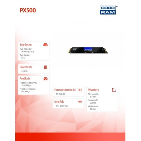 Dysk PX500-G2 256GB M.2 PCIe 3x4 NVMe Dysk PX500-G2 256GB M.2 PCIe 3x4 NVMe