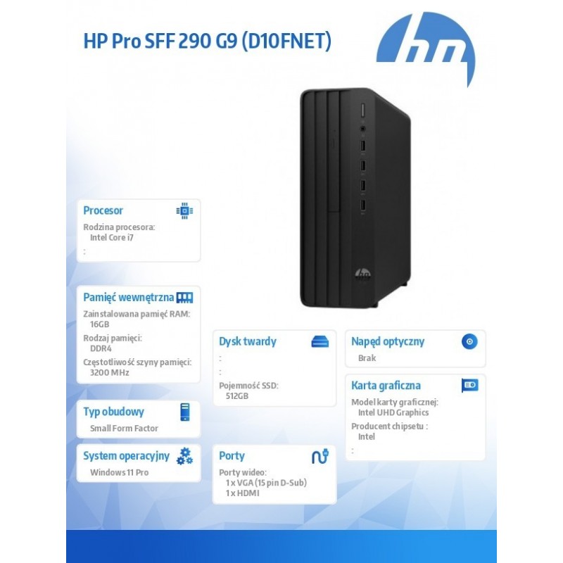 Komputer 290 SFF G9 i7-14700 512GB/16GB/Windows11Pro D10FNET Komputer 290 SFF G9 i7-14700 512GB/16GB/Windows11Pro D10FNET