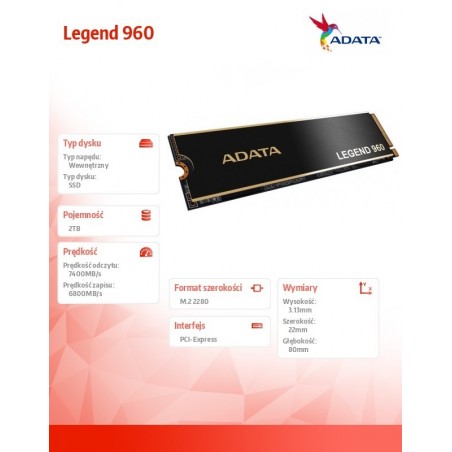 Dysk SSD Legend 960 2TB PCIe 4x4 7.4/6.8 GB/s M2 Dysk SSD Legend 960 2TB PCIe 4x4 7.4/6.8 GB/s M2