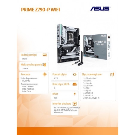 Płyta główna PRIME Z790-P WIFI s1700 4DDR5 HDMI/DP ATX Płyta główna PRIME Z790-P WIFI s1700 4DDR5 HDMI/DP ATX