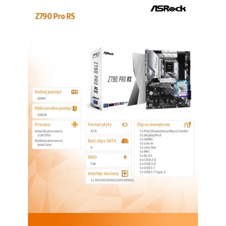 Płyta główna Z790 PRO RS s1700 4DDR5 HDMI/DP M.2 ATX Płyta główna Z790 PRO RS s1700 4DDR5 HDMI/DP M.2 ATX