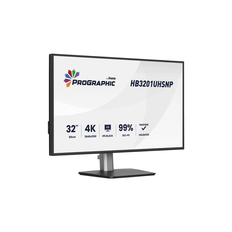 IIYAMA HB3201UHSNP-B1 32inch IPS BLACK 2.0 panel 3840x2160 UHD DCI-P3 99per Pantone Certified Delta E 2 USB-C Dock LAN/96W PD/DP