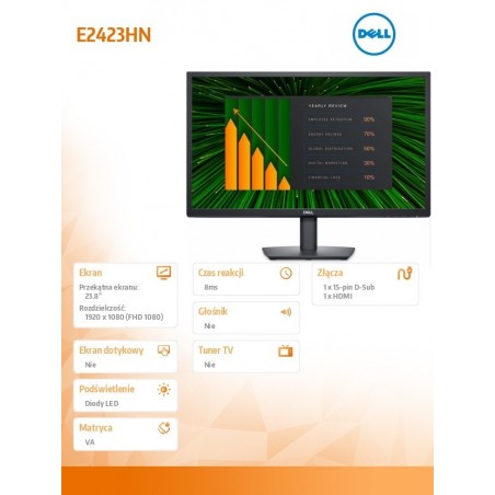 Monitor E2423HN 23,8 cali VA LED Full HD (1920x1080)/16:9/HDMI/VGA/3Y AES Monitor E2423HN 23,8 cali VA LED Full HD (1920x1080)/16:9/HDMI/VGA/3Y AES