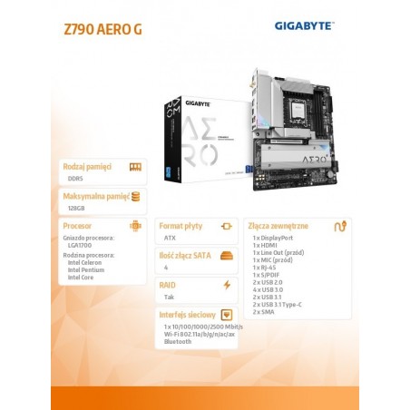 Płyta główna Z790 AERO G s1700 4DDR5 HDMI USB-C M.2 ATX Płyta główna Z790 AERO G s1700 4DDR5 HDMI USB-C M.2 ATX